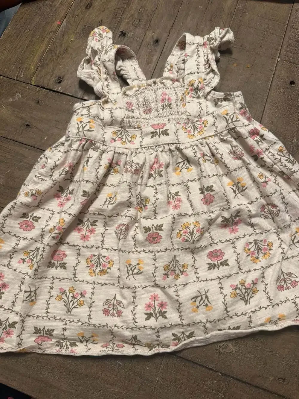 Modern Moments by Gerber Toddler Girl Smocked Pinafore Dress with Floral Print